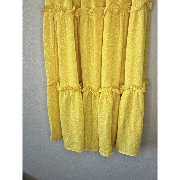 Jessica Simpson Yellow Ruffle Midi Dress Smocked Waist Tiered Feminine S - Picture 7 of 12